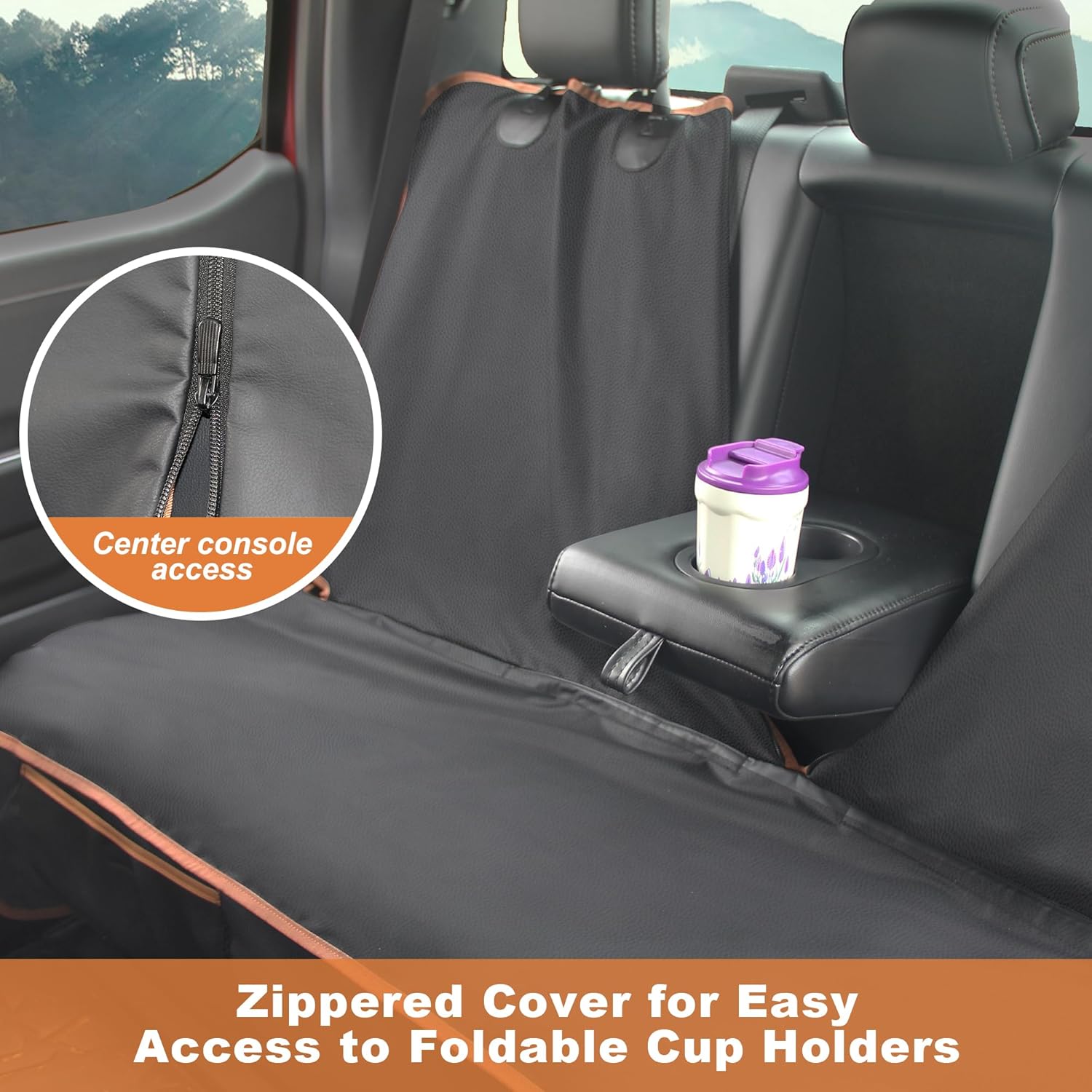 Dog Car Seat Cover for Back Seat, Waterproof PU Leather Bench Seat Covers for Trucks Ford F 150/Ram 1500/Chevy Silverado/GMC Covers, Non-Slip Back seat Pet Cover for Dogs in Car, Easy to Use and Clean - Pet Explorer