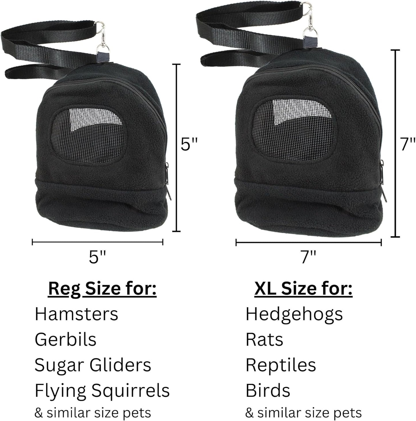 Kucci Carry Pouch - Fleece Travel Bonding Carrier Bag - for Sugar Gliders, Squirrels, Marmosets, Hamsters, Rodents, Rats, Reptiles & Other Small Pets (X-Large) - Pet Explorer