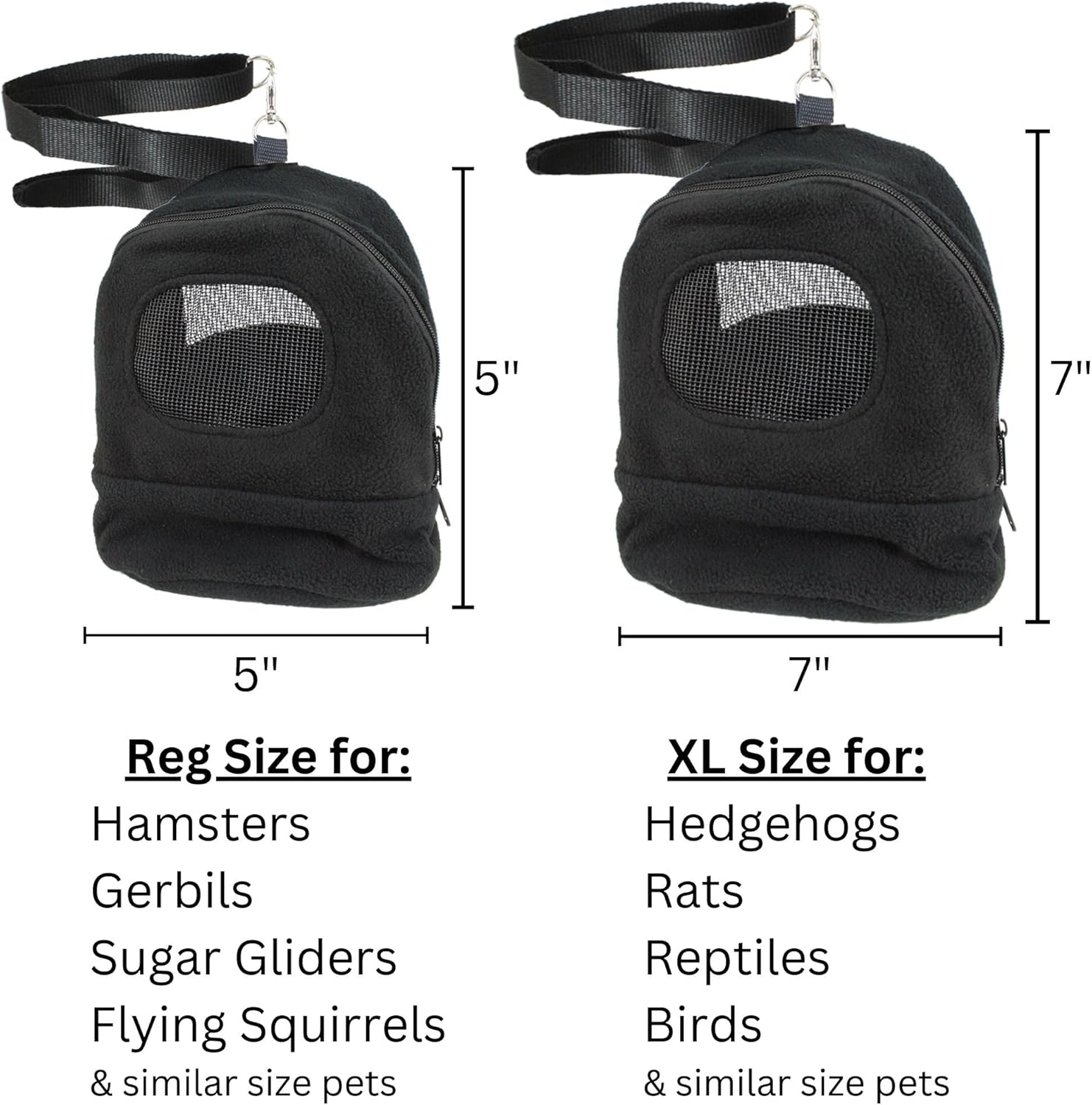 Kucci Carry Pouch - Fleece Travel Bonding Carrier Bag - for Sugar Gliders, Squirrels, Marmosets, Hamsters, Rodents, Rats, Reptiles & Other Small Pets (X-Large) - Pet Explorer