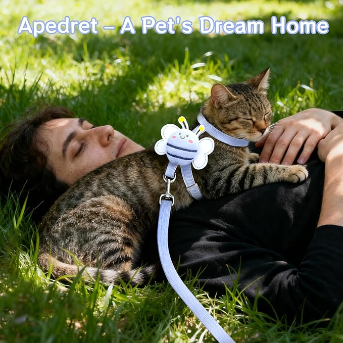 Cat Harness and Leash Set - Comfortable Lightweight Vest Design, Escape Proof Adjustable Kitten Harness for Cats Walking and Safe Travel