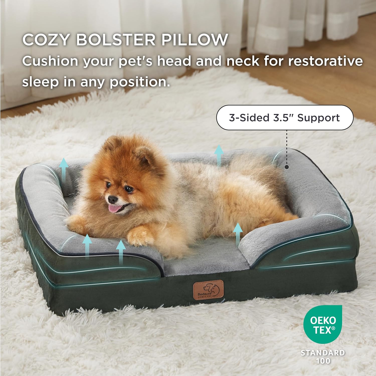 Bedsure Orthopedic Dog Beds for Small Dogs - Washable Small Dog Cat Bed Waterproof, Comfort Pet Couch Sofa with Washable Removable Cover, Pets Bed with Nonskid Bottom, Boreal Canopy Green, 24" - Pet Explorer