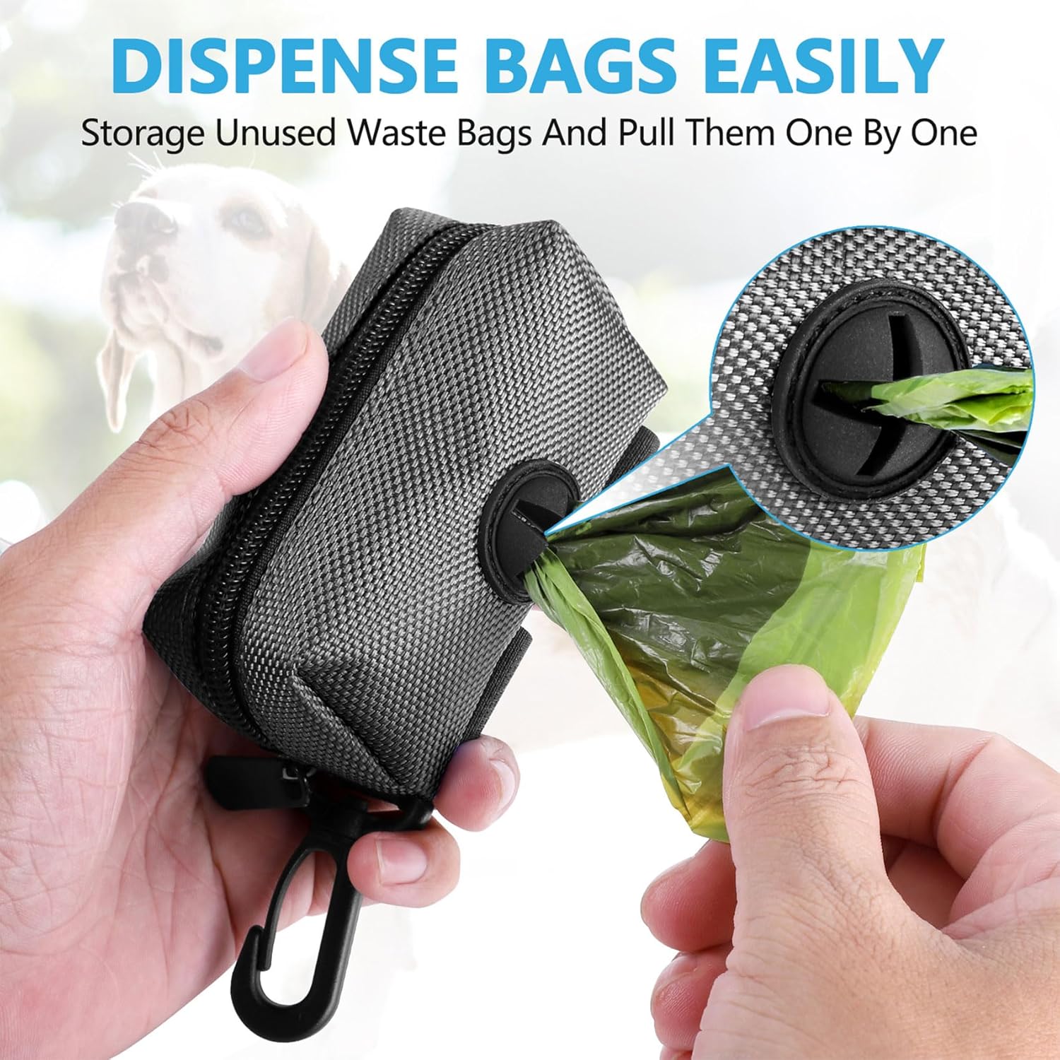 Dog Waste Bag Dispenser Pet Poop Bags Holder for Doggie Waste Bags Dispensers Soft Fabric Zipper Small Doggy Puppy Pouch for Leash Accessory Attachment with Carrier,Grey - Pet Explorer