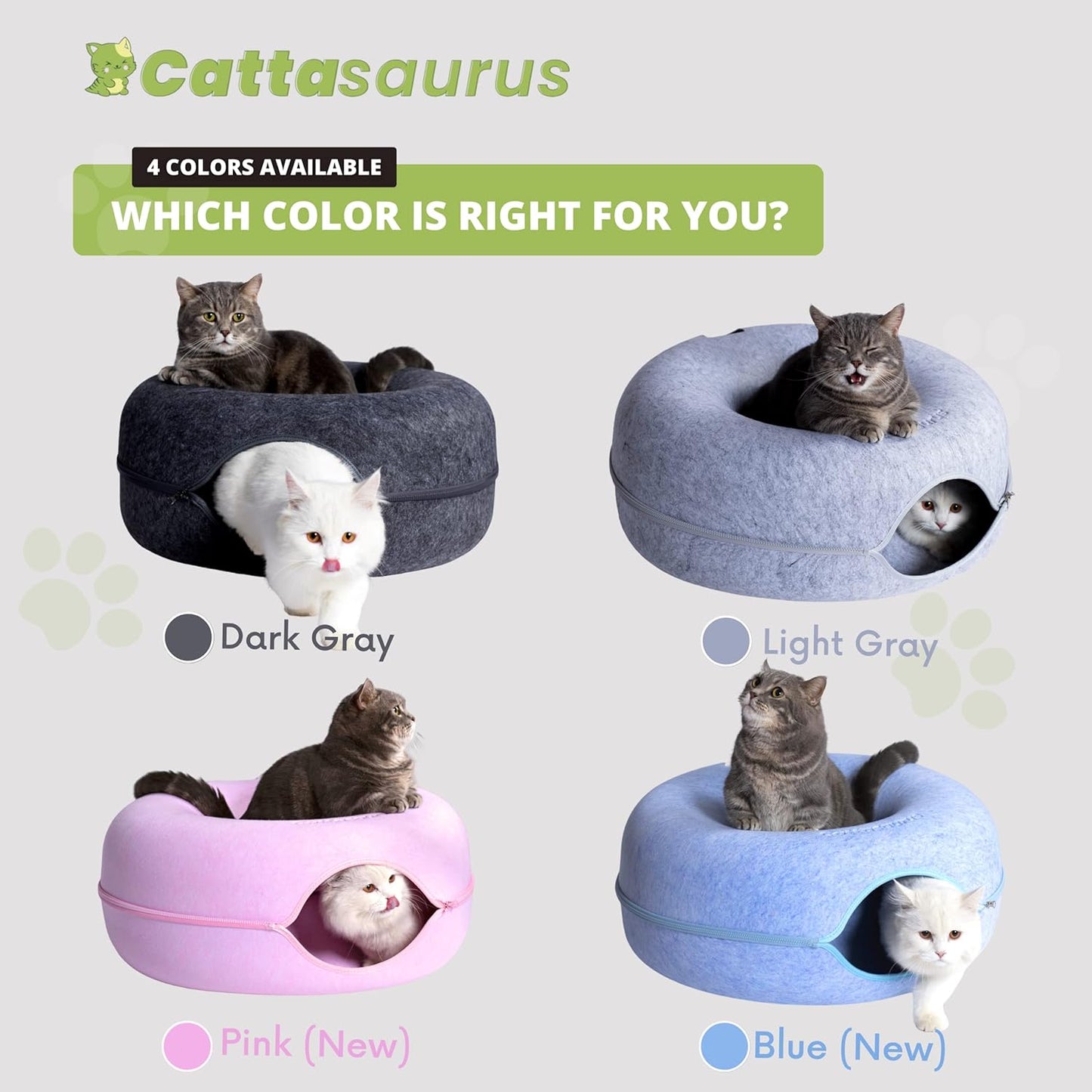 Cattasaurus Peekaboo Cat Cave for Multiple & Large Cats Up to 30-45 Lbs, Scratch Detachable & Washable Tunnel Bed, Comfy Donut Cat Cave (Pink, Large) - Pet Explorer