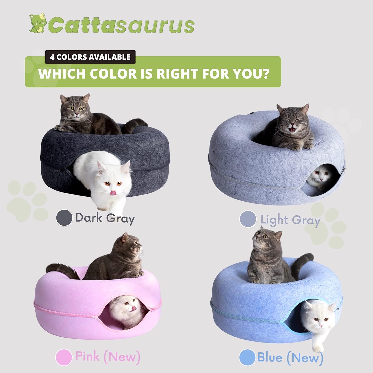 Cattasaurus Peekaboo Cat Cave for Multiple & Large Cats Up to 30-45 Lbs, Scratch Detachable & Washable Tunnel Bed, Comfy Donut Cat Cave (Pink, Large) - Pet Explorer