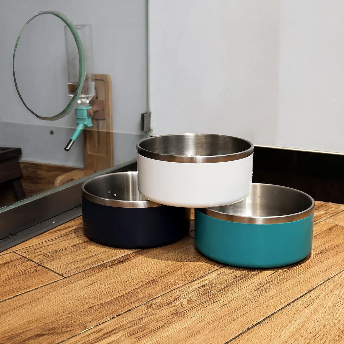 IKITCHEN Dog Bowl for Food and Water, 40 Oz Stainless Steel Pet Feeding Bowl, Durable Non-Skid Double Wall Insulated Heavy Duty with Rubber Bottom for Medium Large Dogs (40 Ounces/5 Cup, White) - Pet Explorer