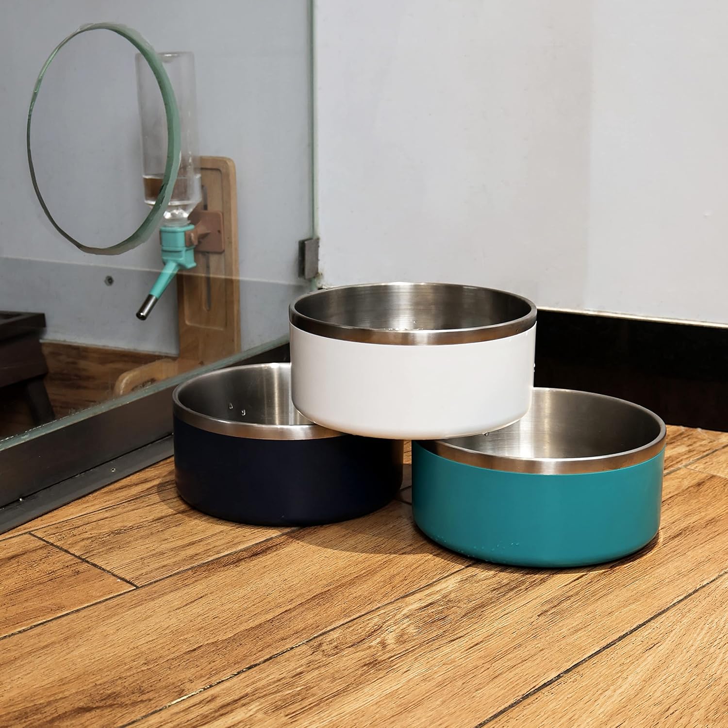 IKITCHEN Dog Bowl for Food and Water, 40 Oz Stainless Steel Pet Feeding Bowl, Durable Non-Skid Double Wall Insulated Heavy Duty with Rubber Bottom for Medium Large Dogs (40 Ounces/5 Cup, White) - Pet Explorer
