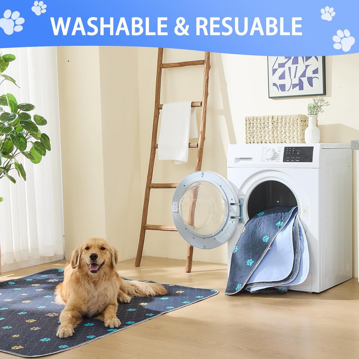 Aitmexcn Washable Puppy Dog Pee Pad, 4PCS 100% Waterproof Whelping Training Mat for Puppy/Senior Dog, Fast Drying Reusable Puppy Pads for Indoor, Outdoor and Car Travel- 32x36'' - Pet Explorer