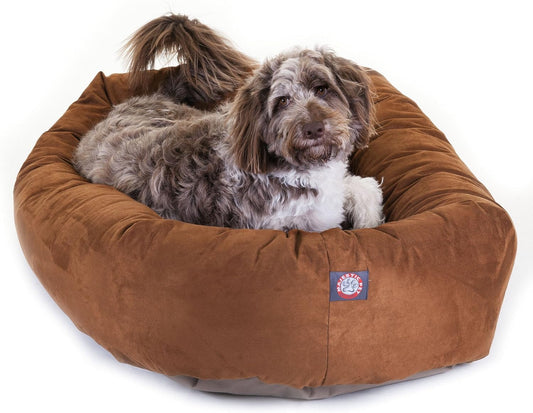 Majestic Pet 52 Inch Suede Shredded Memory Foam Mix Calming Extra Large Dog Bed Washable 52 x 35 x 11 (Inch) - Cozy Soft Round Donut Dog Bed with Spine for Head Support - Pet Bed Rust - Pet Explorer