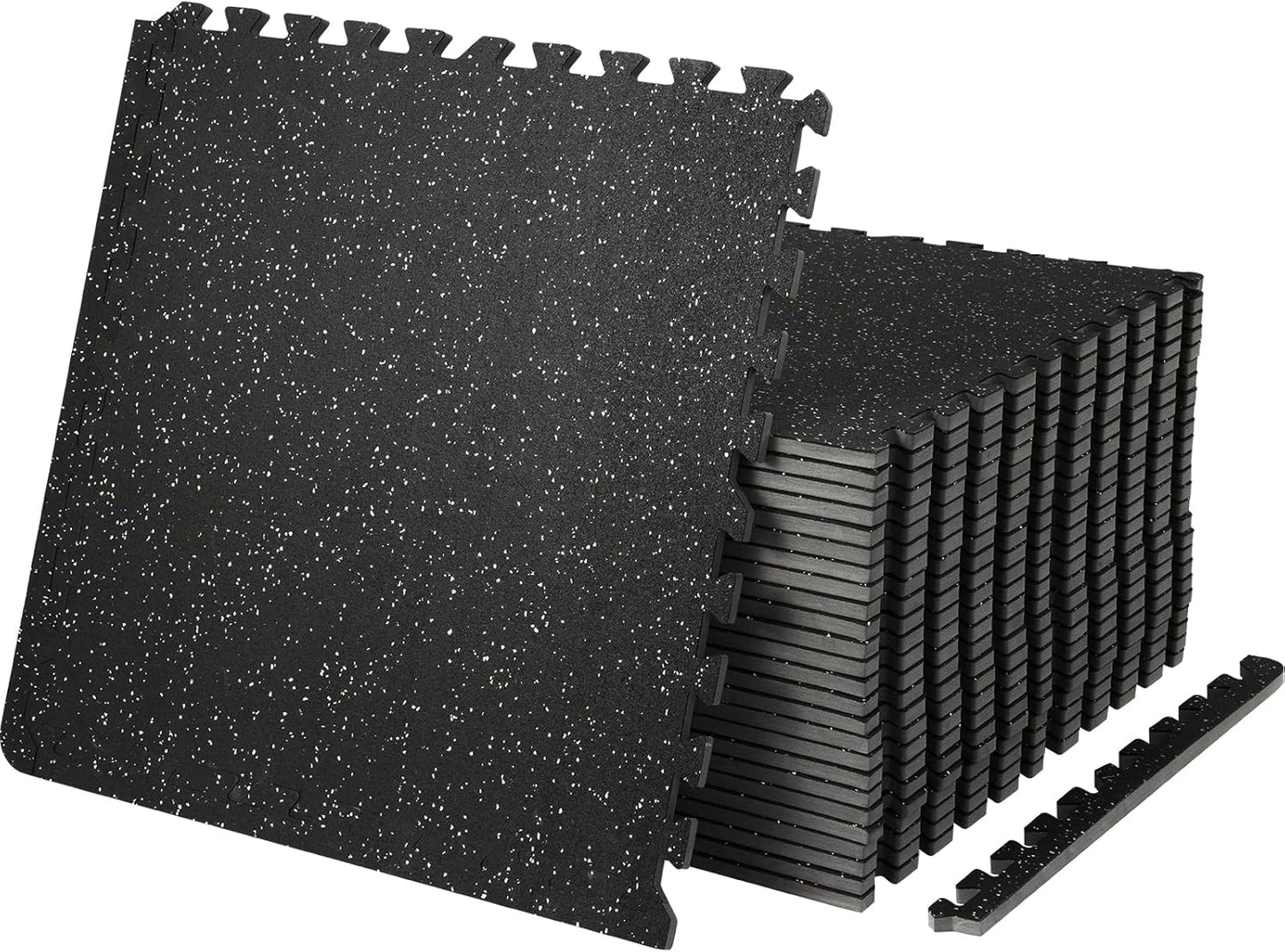 VEVOR 0.56 inch Thick 25 PCS 100 sq.ft Gym Floor Mats, 25" x 25" EVA Foam & Rubber Gym Flooring Workout Floor Mats, Waterproof Exercise Puzzle Flooring for Gym, Home, Garage, Baseme