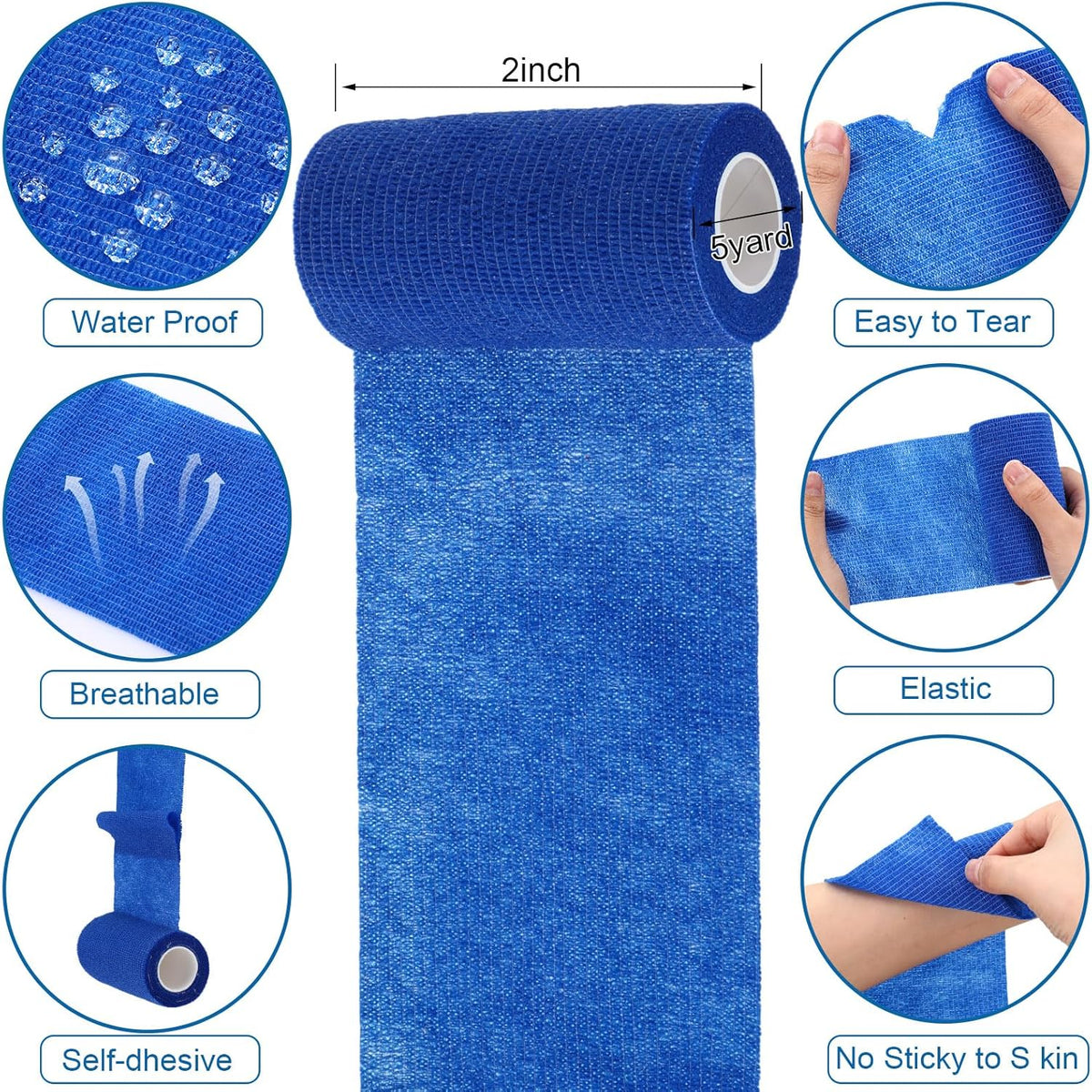 Treela 36 Pcs Self Adherent Bandage 4" X 5 Yard Wrap Breathable Cohesive Bandage Elastic Adhesive Tape for Stretch Athletic Sports Wrist Ankle(Classic Color)
