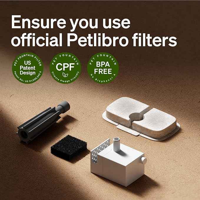 PETLIBRO Cat Water Fountain Filter Replacement, 12 Packs Filter & Sponges for Pet Fountain WF106/WF116/WF105/WF115/WF005/WF305, Set Easy-Swap PETLIBRO Cat Water Dispenser Filter