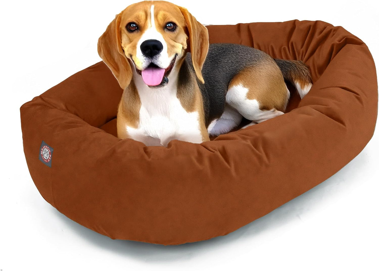 Majestic Pet 32 Inch Suede Calming Dog Bed Washable 32x23x7 (Inch) – Cozy Soft Round Donut Dog Bed with Spine Support for Dogs to Rest Their Head - Pet Bed Medium – Rust (2025) - Pet Explorer
