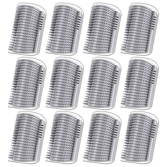 12 Pack Cat Self Groomer – Wall Corner Grooming Brushes for Cats and Small Pets – Soft Silicone Massage Brush for Shedding Control and Face Rubbing (Grey)