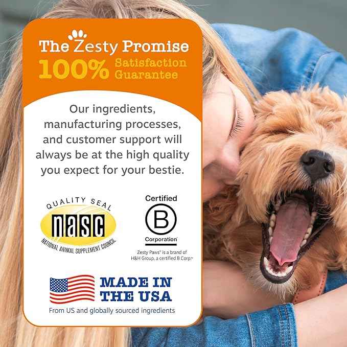 Zesty Paws Dog Multivitamin, Chewable Dog Vitamins and Supplements for Hip & Joints, Skin & Coat, Omega 3 Fish Oil for Dogs- Senior & Puppy Multivitamin - Chicken Mini Bites- 90ct