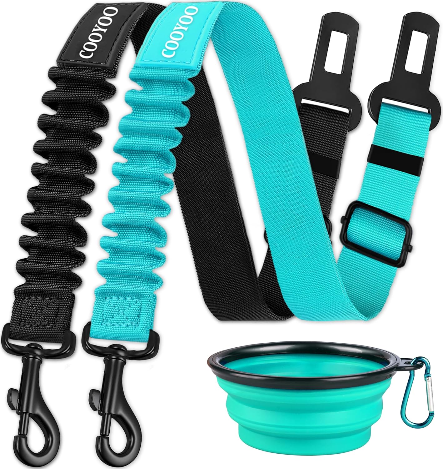 COOYOO Dog Seat Belt,3 Piece Set Retractable Dog Car Harness Adjustable for Vehicle Nylon Pet Safety Heavy Duty & Elastic - Pet Explorer