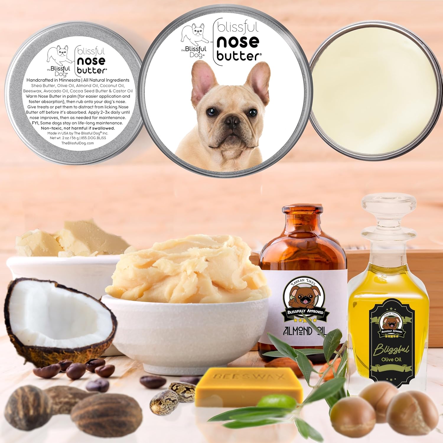 The Blissful Dog Fawn French Bulldog Unscented Nose Butter - Dog Nose Butter, 16 Ounce - Pet Explorer