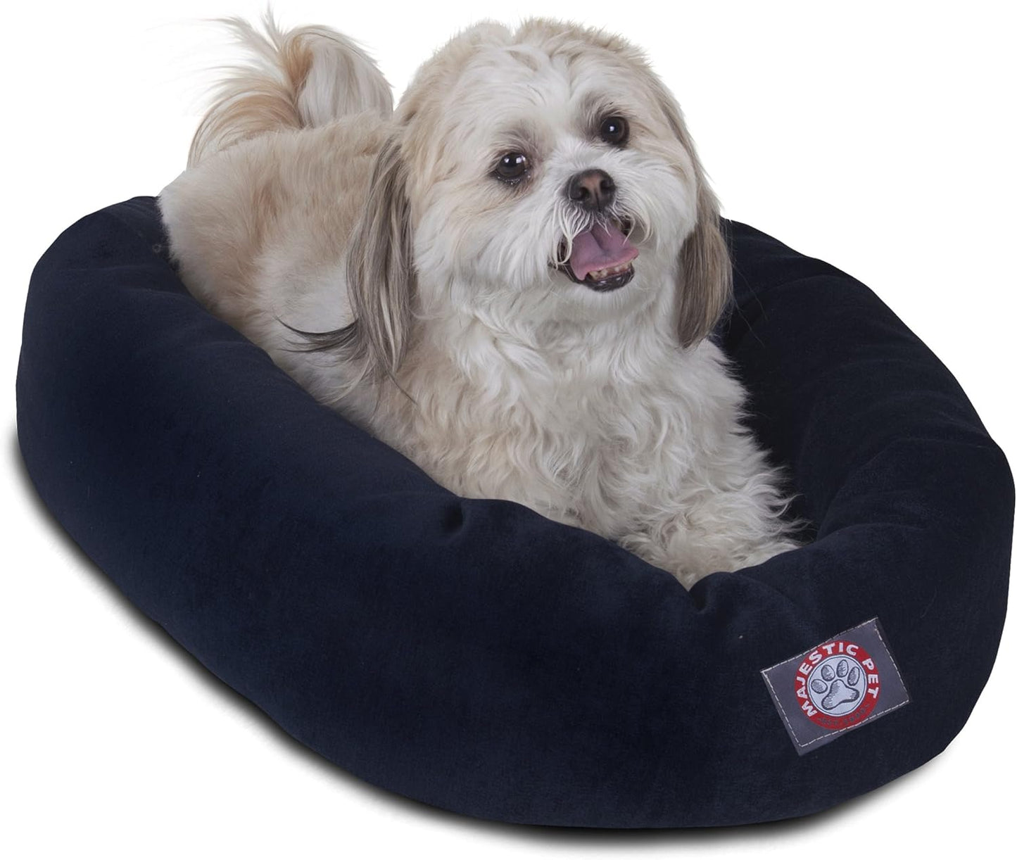 Majestic Pet 24 Inch Micro Velvet Calming Dog Bed Washable 24x19x7 (inch) – Cozy Soft Round Donut Dog Bed with Spine for Head Support - Pet Bed Small – Navy (2025) - Pet Explorer