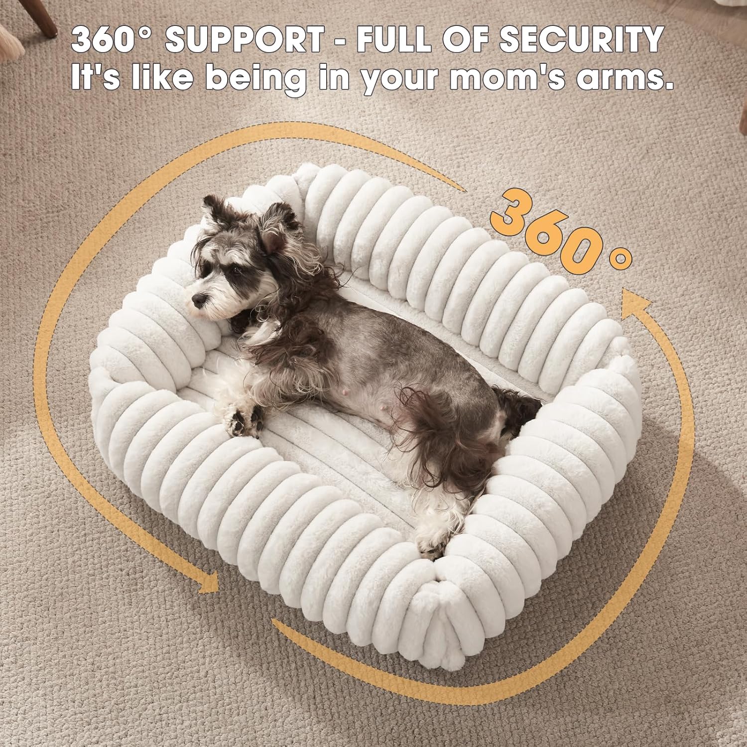 Dog Beds Medium Sized Dog, Washable Orthopedic Pet Bed with Removable Cover, Rectangle Soft Calming Sleeping Puppy Bed Durable Pet Cuddler with Anti-Slip Bottom, 30"x24"x8" Cream - Pet Explorer