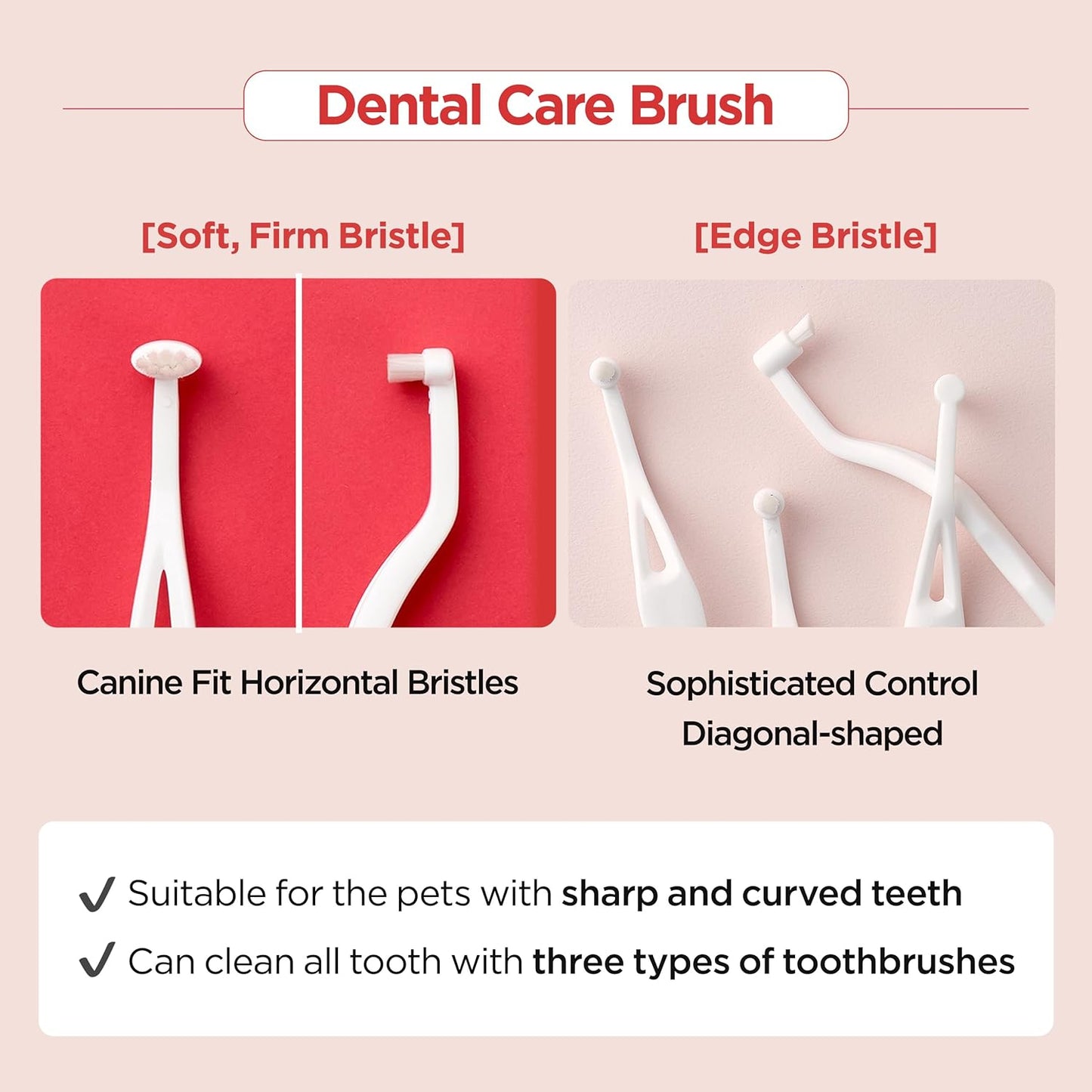 JAYU PET Dental Care Brush [Soft&Firm&Edge Bristles] - Toothbrush for Cat and Small Dogs, Removing Old Plaque and Tartar, Cat Dental Care, Cats Teeth Brushing & Easy Cleaning - Pet Explorer