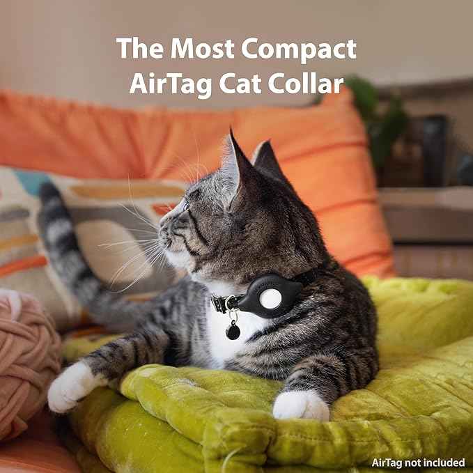 AirTag Cat Collar Breakaway - TagVault™ - Secure AirTag Cat Collar, Ultra-Compact, Doesn't Dangle, Refelective, Bell | Elevation Lab (with Collar)