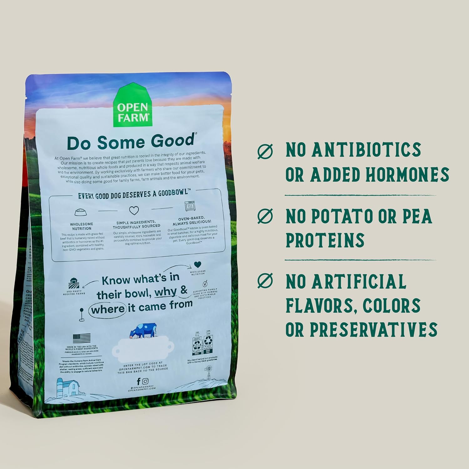 Open Farm Goodbowl, Oven-Baked Small Batch Dry Dog Food - Grass-Fed Beef & Brown Rice Recipe, Includes Non-GMO Produce & Grains, 22lb Bag (352oz Bag) - Pet Explorer