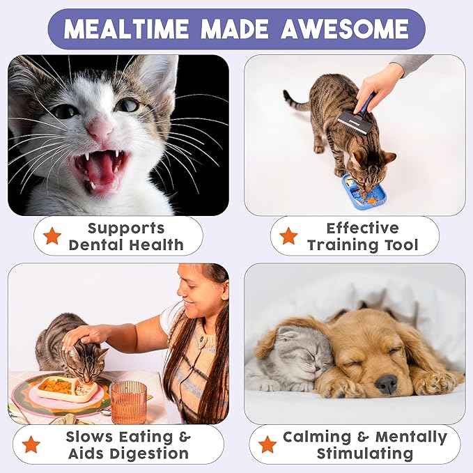 Awoo Sardina - Silicone Dog & Cat Lick Mat + Slow Feeder with Suction Cups - Non-Slip, Dishwasher Safe Pet Dish - Extends Mealtime for Fast Eaters & Reduces Anxiety - for Wet & Dry Food (Melon)
