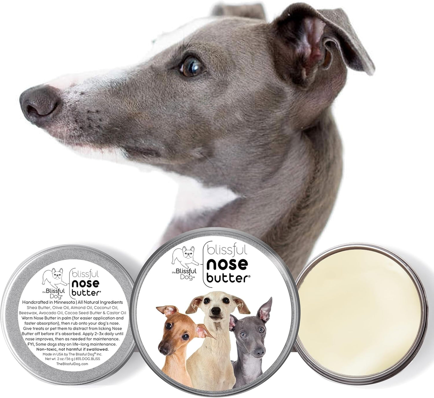 The Blissful Dog Italian Greyhound Unscented Nose Butter - Dog Nose Butter, 1 Ounce - Pet Explorer