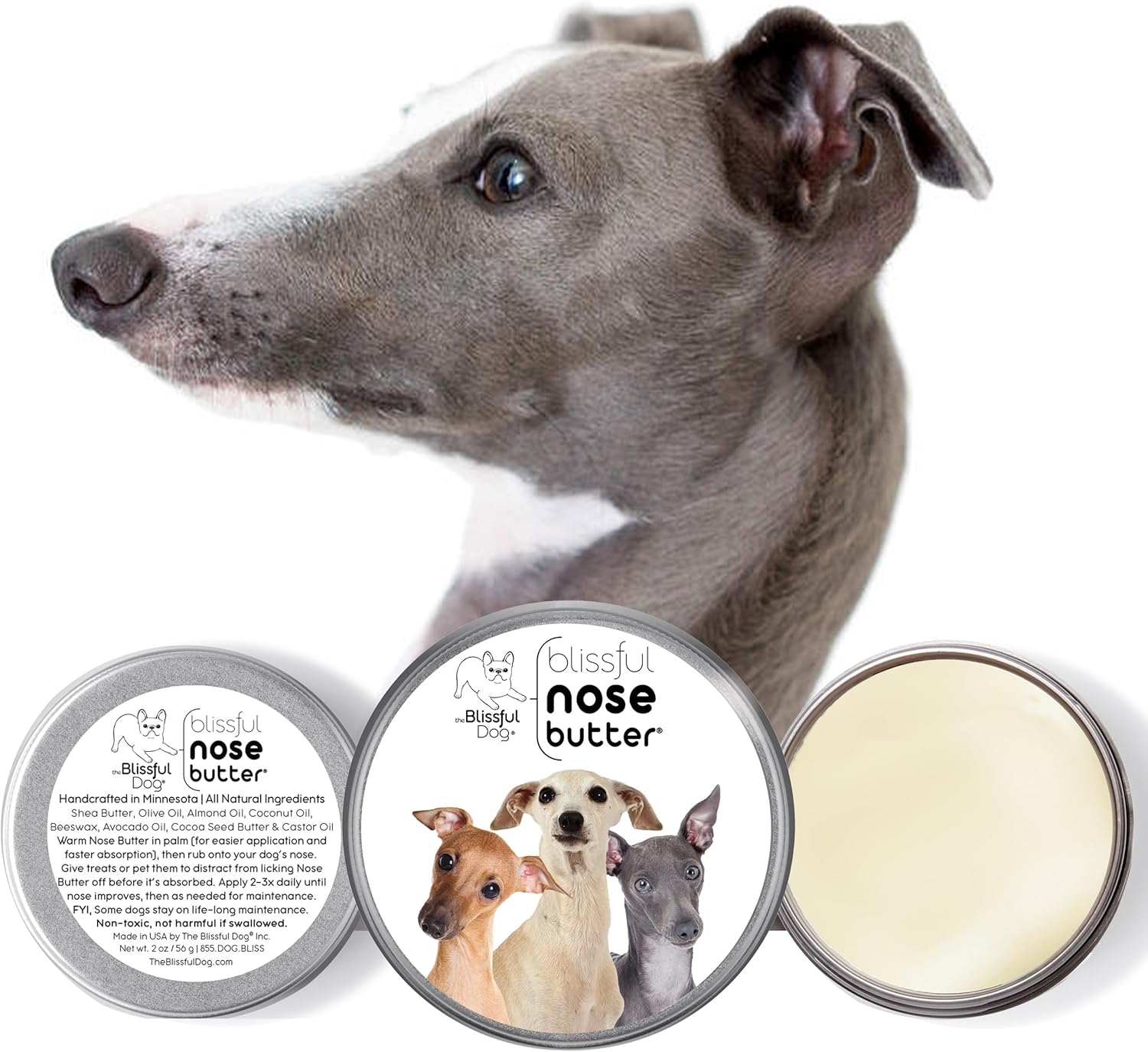 The Blissful Dog Italian Greyhound Unscented Nose Butter - Dog Nose Butter, 16 Ounce - Pet Explorer
