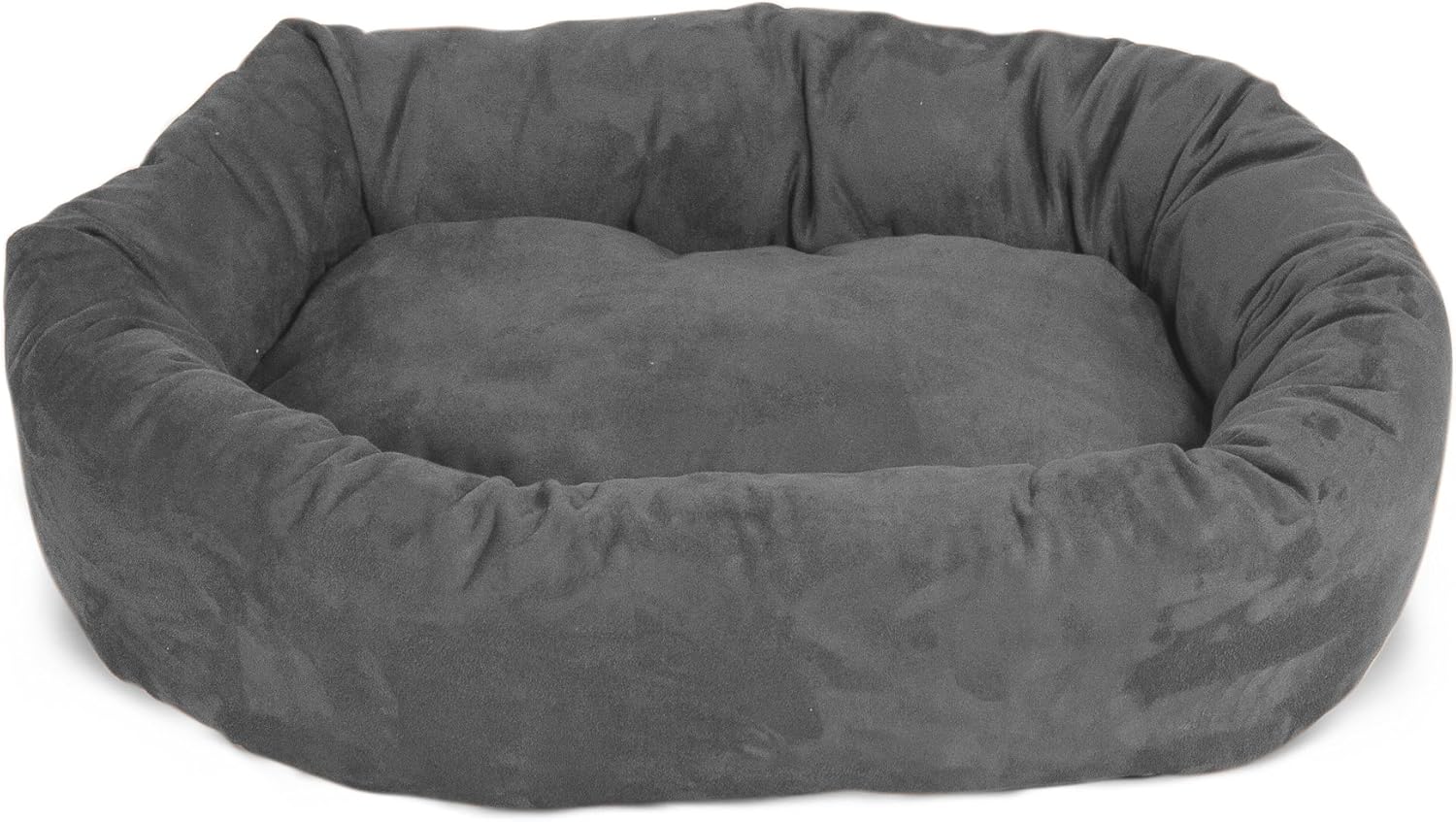 Majestic Pet 52 Inch Suede Calming Dog Bed Washable 52x35x11 (Inch) – Cozy Soft Round Donut Dog Bed with Spine Support for Dogs to Rest Their Head - Pet Bed X- Large – Gray - Pet Explorer