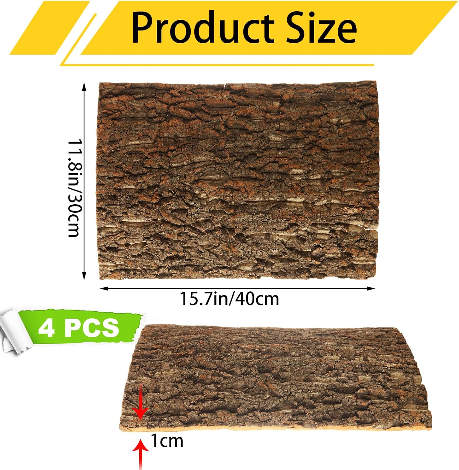 4PCS Cork Terrarium Background 15.7x11.8in Reptile Tank Background Board Habitat Decoration, Natural Cork Large Bark Climbing Mat for Gecko Lizard Tortoise Chameleon - Pet Explorer