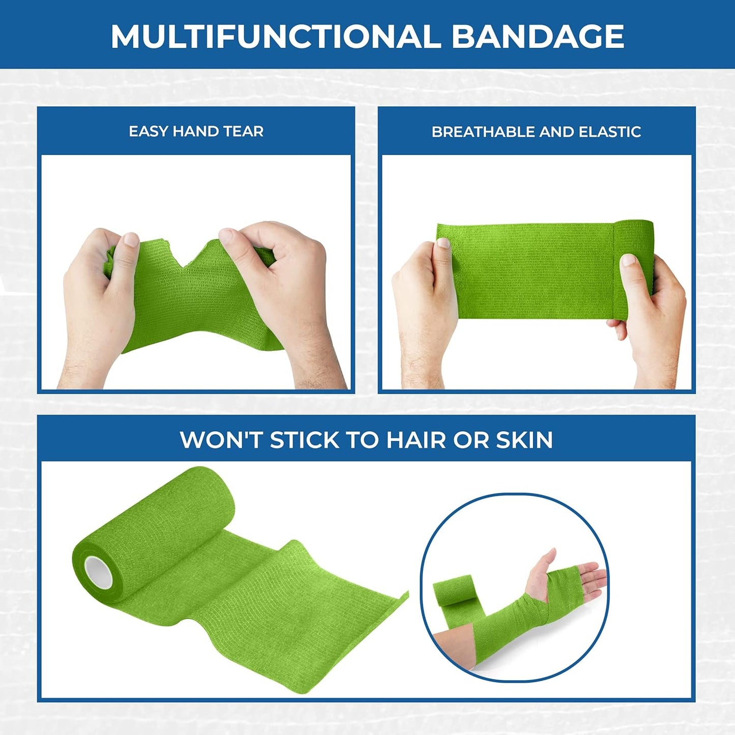 Self Adhesive Bandage Wrap - Pack of 08 Assorted Colors, Non-Woven, Breathable & Water-Resistant Vet Wrap for First Aid, Sports Injury, Body Sprains, & Pets (3 Inch Multicolor - 8 Pack) - Pet Explorer