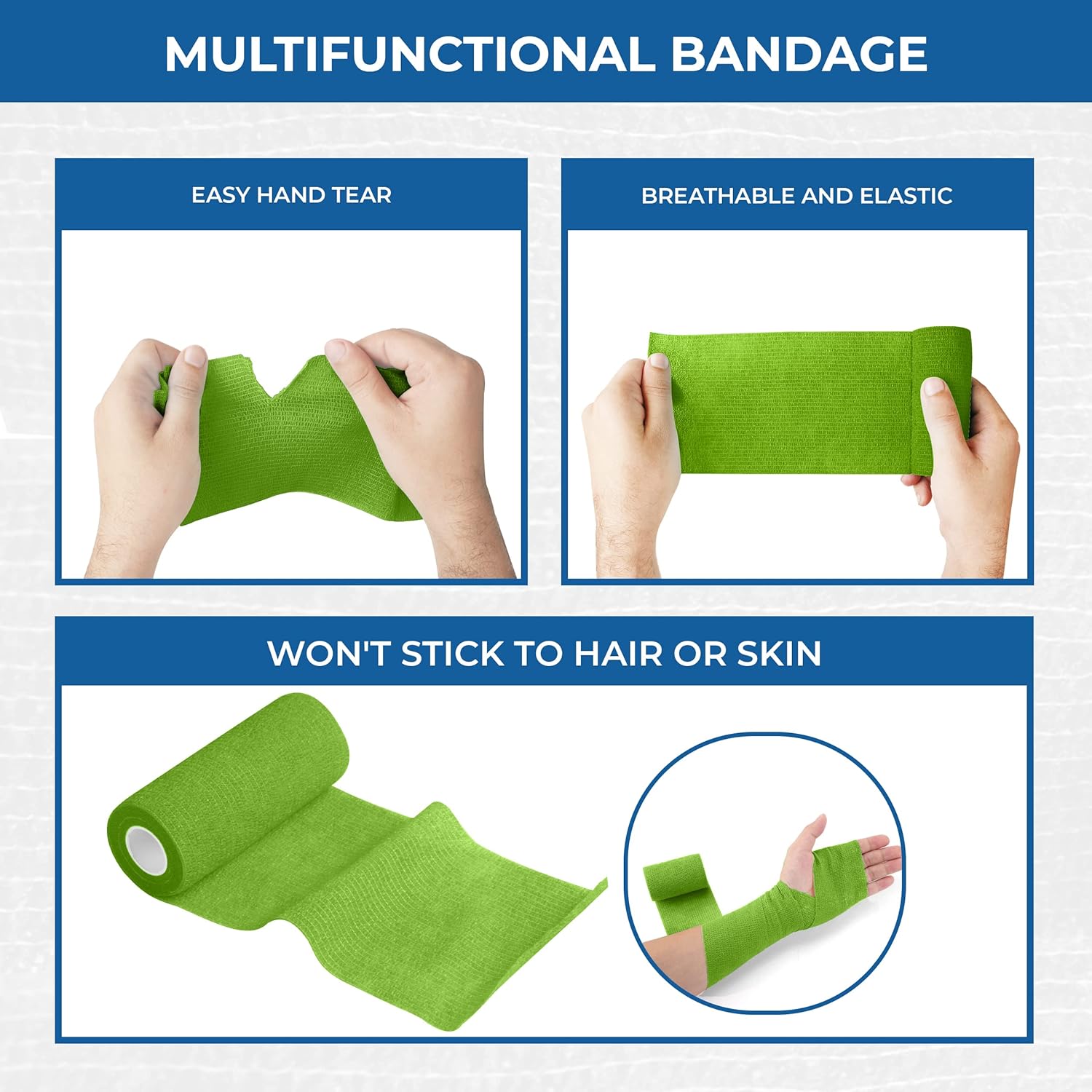 Self Adhesive Bandage Wrap - Pack of 08 Assorted Colors, Non-Woven, Breathable & Water-Resistant Vet Wrap for First Aid, Sports Injury, Body Sprains, & Pets (3 Inch Multicolor - 8 Pack) - Pet Explorer
