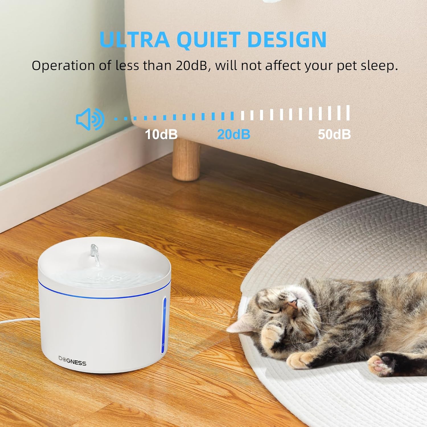 DOGNESS D06 Cat Water Fountain with Filter, Keep Water Fresh Automatic 3.2L Large Capacity Ultra Silent Removable Fresh Cat Water Dispenser for Dogs, Cats, Birds (3.2L White) - Pet Explorer