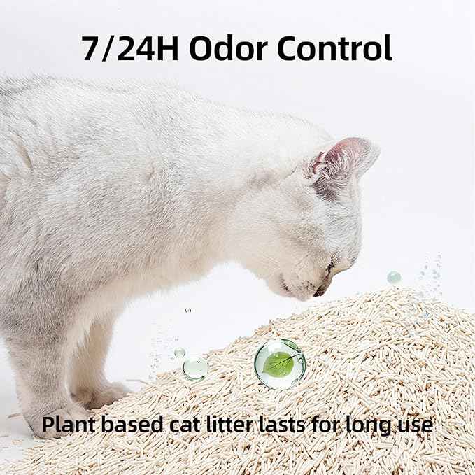 Tofu Cat Litter Strong Clumping Litter 99.9% Dust Free and Flushable Cat Litter, Natural Sustainable Ingredients Odor Control, Low Tracking