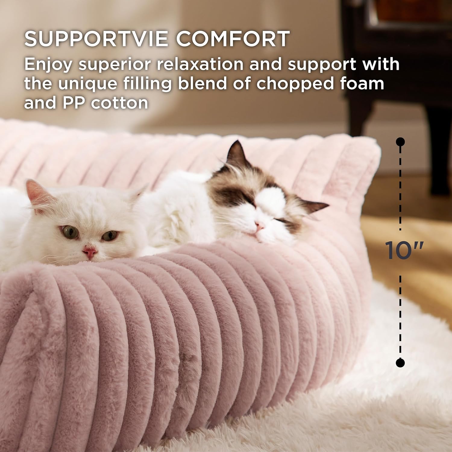 Bedsure Cute Dog Couch for Pets - Fluffy Dog Sofa with Premium Soft Corduroy Fleece, Pet Couch Bed with Washable Cover, Supportive Pet Sofa Bed for Medium Large Dogs, 36inch, Blush Pink - Pet Explorer