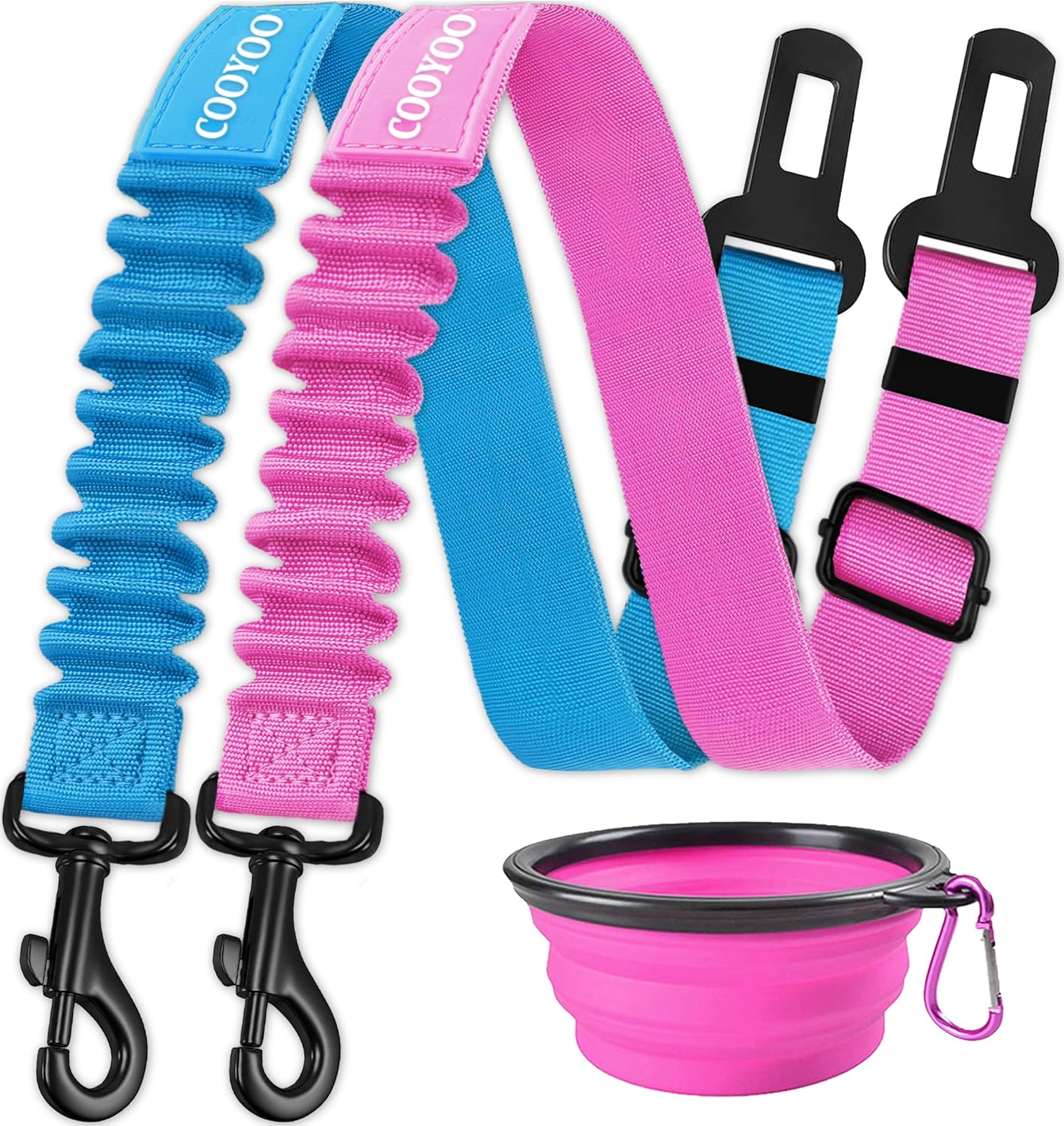 COOYOO Dog Seat Belt,3 Piece Set Retractable Dog Car Harness Adjustable Seat Belt for Vehicle Nylon Pet Safety Seat Belts Heavy Duty & Elastic - Pet Explorer