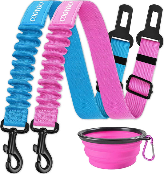 COOYOO Dog Seat Belt,3 Piece Set Retractable Dog Car Harness Adjustable Seat Belt for Vehicle Nylon Pet Safety Seat Belts Heavy Duty & Elastic - Pet Explorer