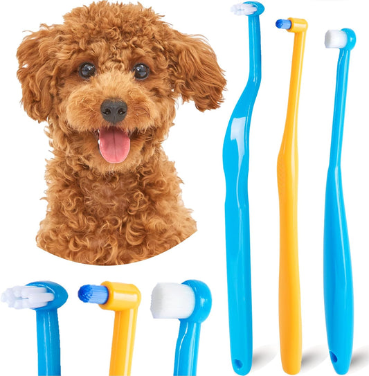 Small Dog Toothbrush, Cat & Puppy Tooth Brushing Kit, Mini Tuft Horizontal Head Teeth Brush for Kitten & Tiny Pet, Doggy Toothbrushes Deep Dental Cleaning, 3 PCS - Pet Explorer