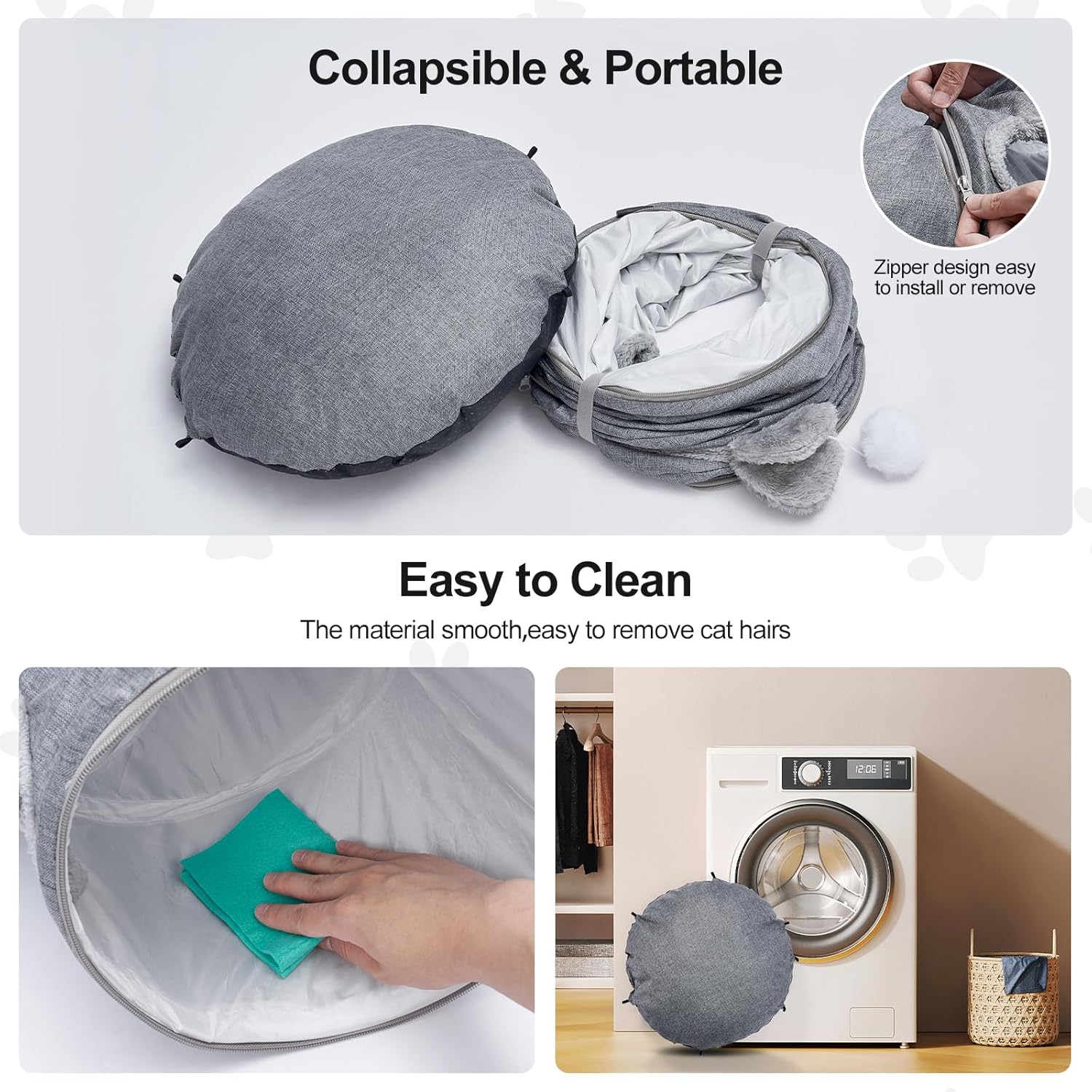 Odoland Summer Linen Cat Tunnels for Indoor Cats with Cooling Central Cat Bed, Interactive Cat Toys Detachable Soft Mat and Variety Kitty Toy Set Grey - Pet Explorer