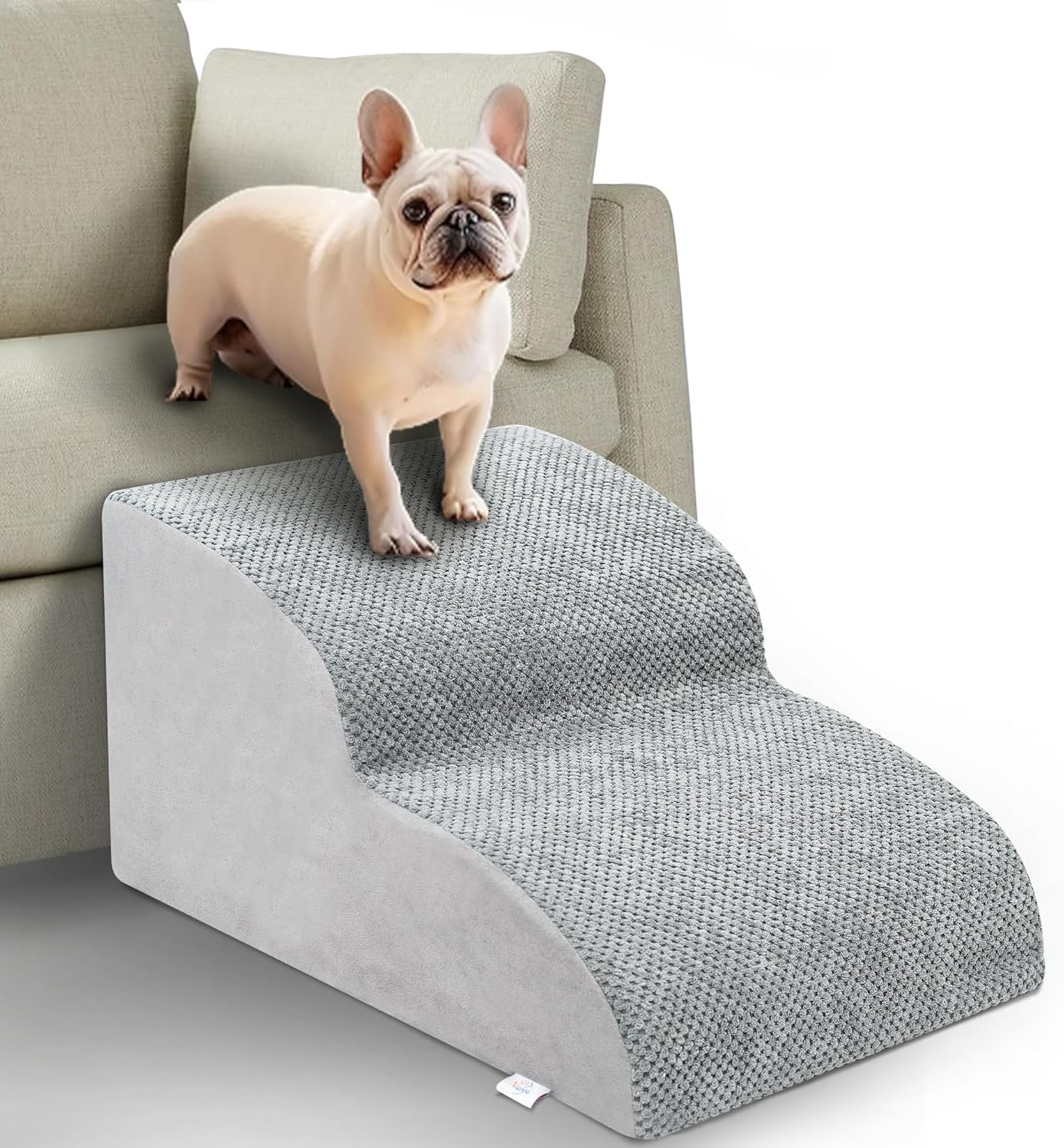 Dog Stairs for Small Dogs - High Density Foam Pet Steps, Extra Wide Dog Ramp with Non-Slip Bottom for High Beds, Couch and Sofa, Best for Dogs Injured, Older Doggy Cats - Pet Explorer