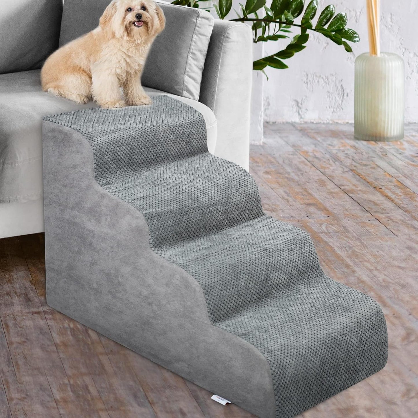 Dog Stairs for Small Dogs - High Density Foam Dog Ramp, Extra Wide Pet Steps with Non-Slip Bottom for High Beds, Couche and Sofa, Best for Dogs Injured, Older Dogs Cats, Pet with Joint Pain - Pet Explorer