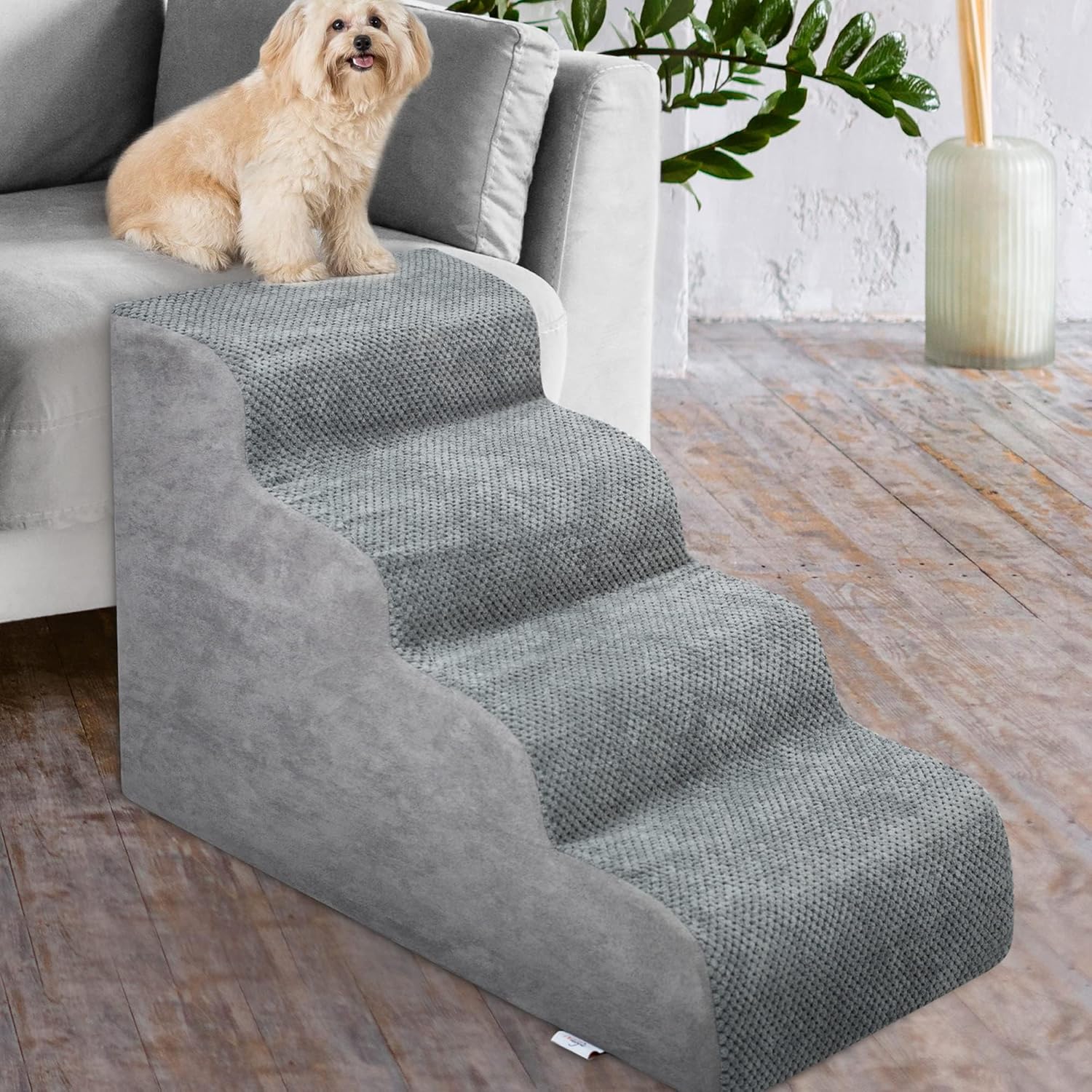 Dog Stairs for Small Dogs - High Density Foam Dog Ramp, Extra Wide Pet Steps with Non-Slip Bottom for High Beds, Couche and Sofa, Best for Dogs Injured, Older Dogs Cats, Pet with Joint Pain - Pet Explorer