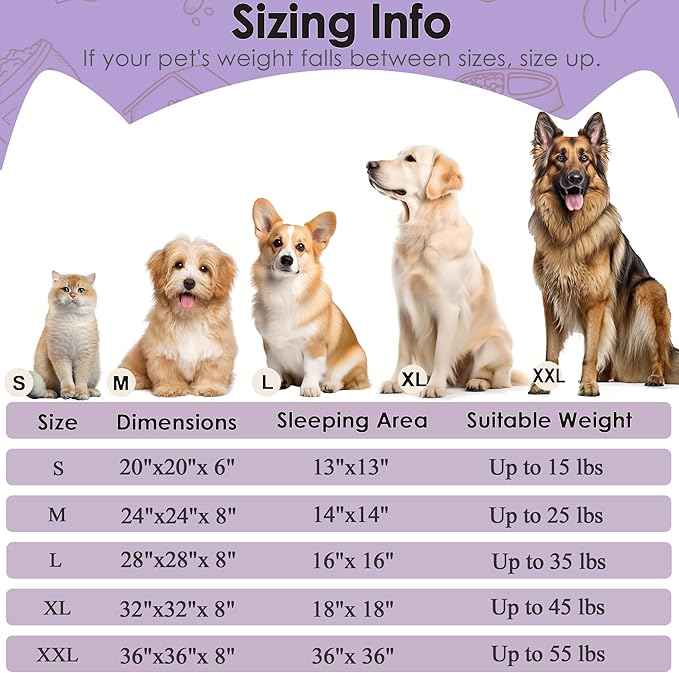 Hoewina Dog & Cat Bed, 20in Cat Beds for Indoor Cats, Calming Donut Bed for Puppy and Kitten, Washable Round Fluffy Pet Bed for Small Medium Dogs and Cats (Purple)