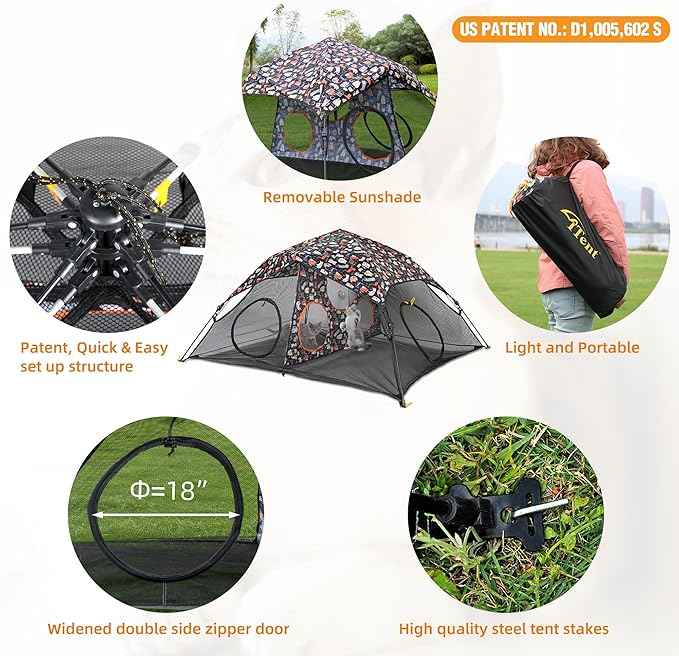 Outdoor Cat Play Tent for Indoors and Outdoors (X- Large Portable Pet House, Outdoor Cat Enclosure for Cats, Rabbits and Small Animals Easy to Connect with Run Tunnels, Cubes (Patented)