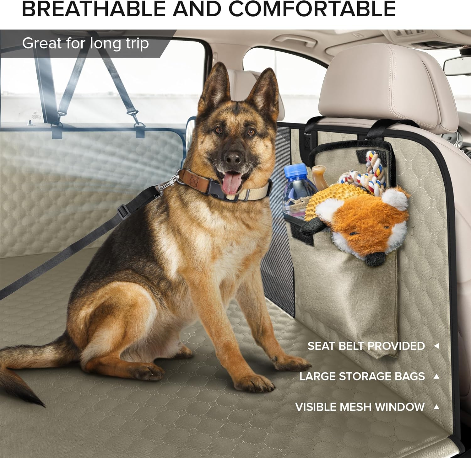 SHARLOVY XL Truck Back Seat Extender for Dogs, Large Hard Bottom Dog Car Seat Cover for Back Seat, Heavy Duty Dog Car Hammock, Waterproof Pet Seat Covers for Trucks, F150, Ram1500 and Large SUV - Pet Explorer