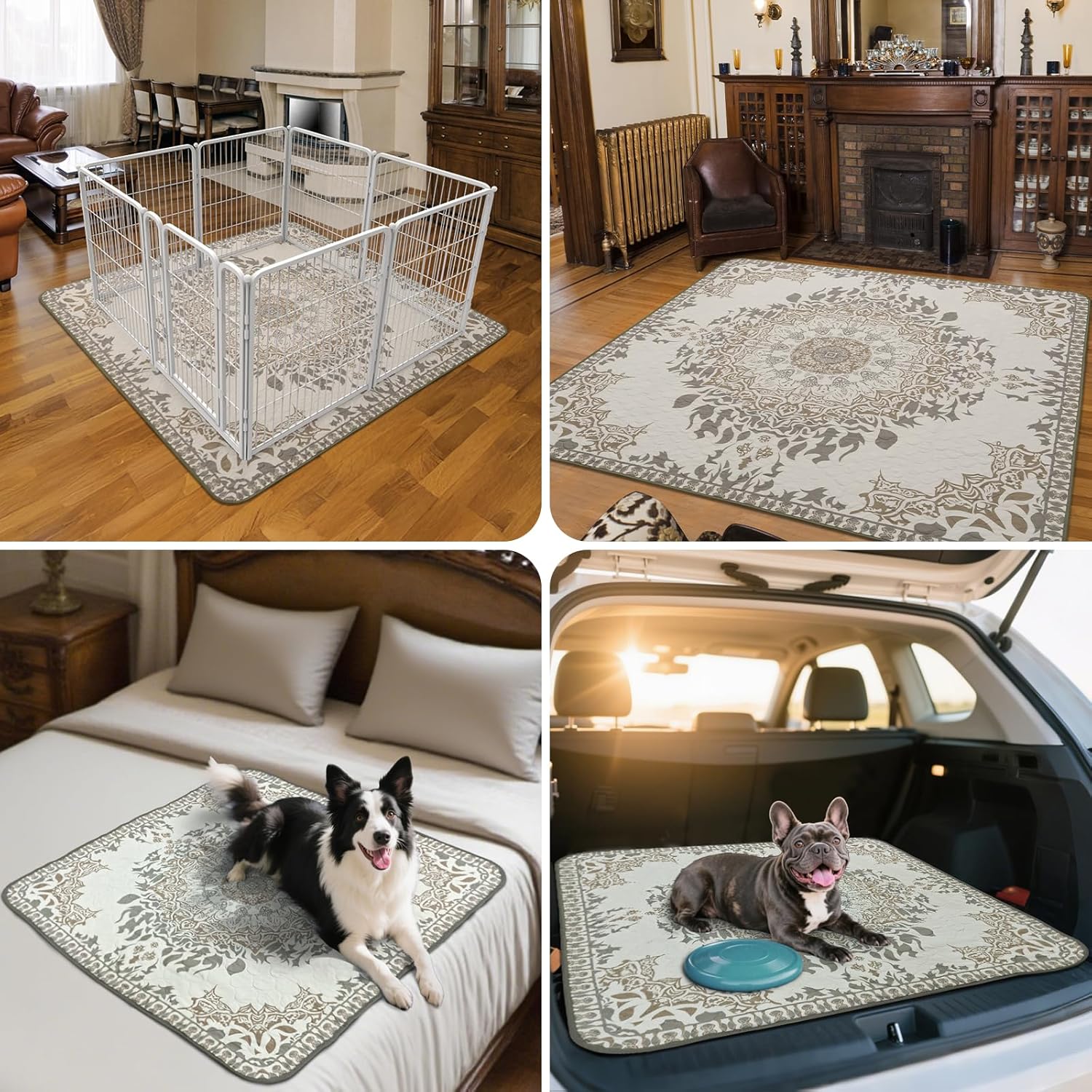 FXW Washable Pee Pads for Dogs, Puppy Pads with Super Absorbent, Specifically Designed for FXW Rollick/Homeplus 32 inch 6 Panels Dog Pen, 72" × 43" Rectangle, Boho, 1 Pack - Pet Explorer