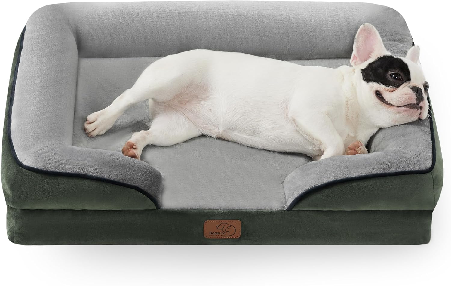 Bedsure Orthopedic Dog Bed for Medium Dogs - Waterproof Dog Sofa Beds Medium, Supportive Foam Pet Couch Bed with Removable Washable Cover, Waterproof Lining and Nonskid Bottom, Dark Green - Pet Explorer