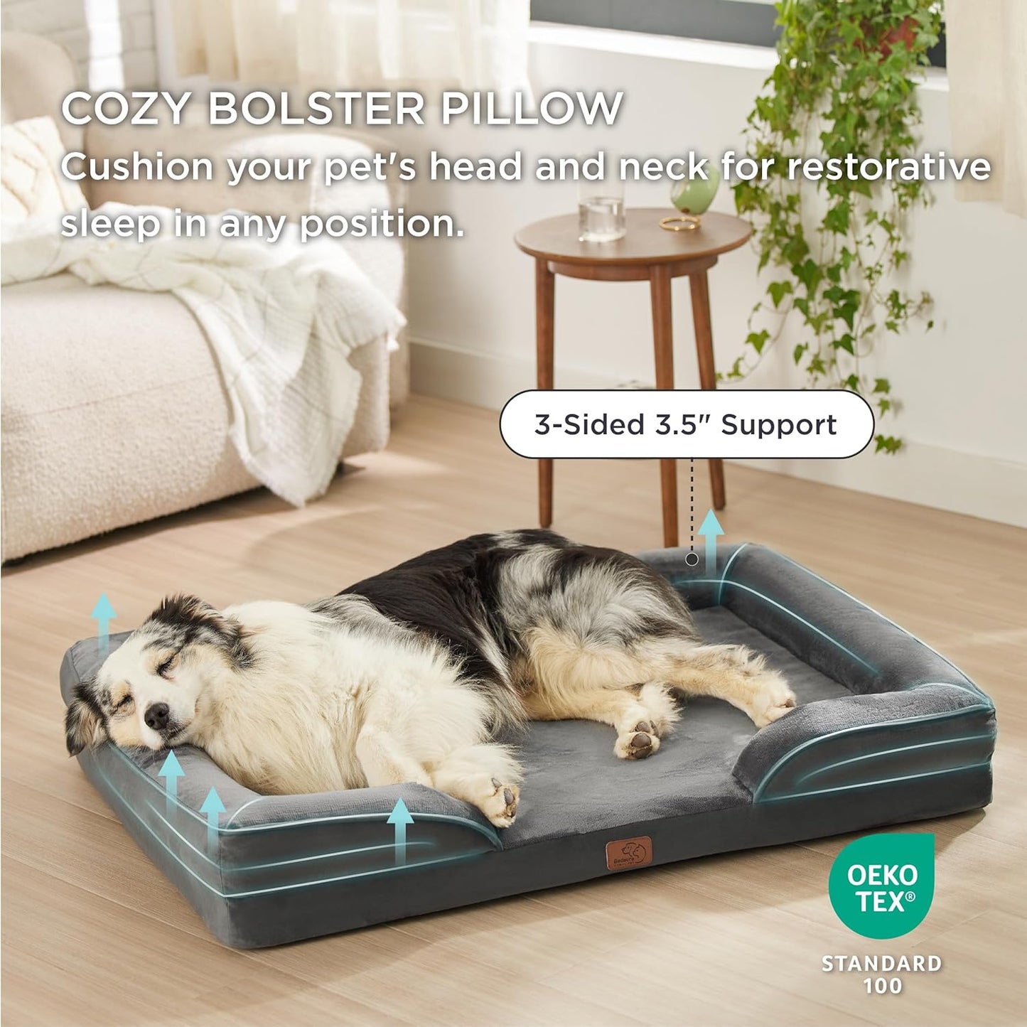 Bedsure Orthopedic Dog Bed for Extra Large Dogs - XL Washable Dog Sofa Bed Large, Supportive Foam Pet Couch Bed with Removable Washable Cover, Waterproof Lining and Nonskid Bottom, Dark Grey - Pet Explorer