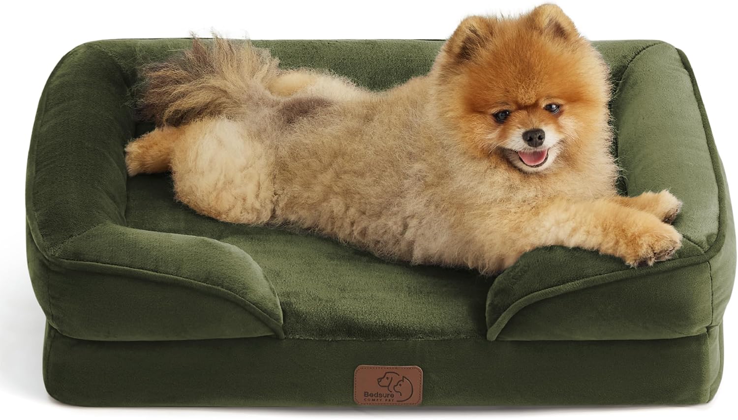 Bedsure Orthopedic Dog Beds for Small Dogs - Washable Small Dog Cat Bed Waterproof, Comfort Pet Couch Sofa with Washable Removable Cover, Pets Bed with Nonskid Bottom, Moss Green, 24" - Pet Explorer