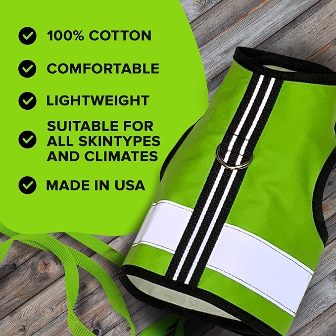 Kitty Holster Reflective Cat Harness – High-Visibility Cat Harness for Travel, Day and Night Walking - Soft Cotton Cat Accessories, Breathable, Secure & Washable, Made in USA - Loud Lime, XL